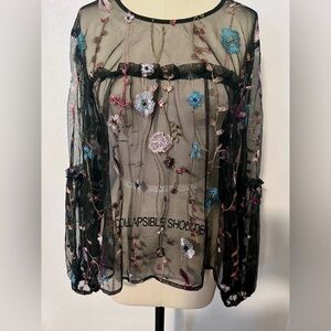 Sheer floral blouse